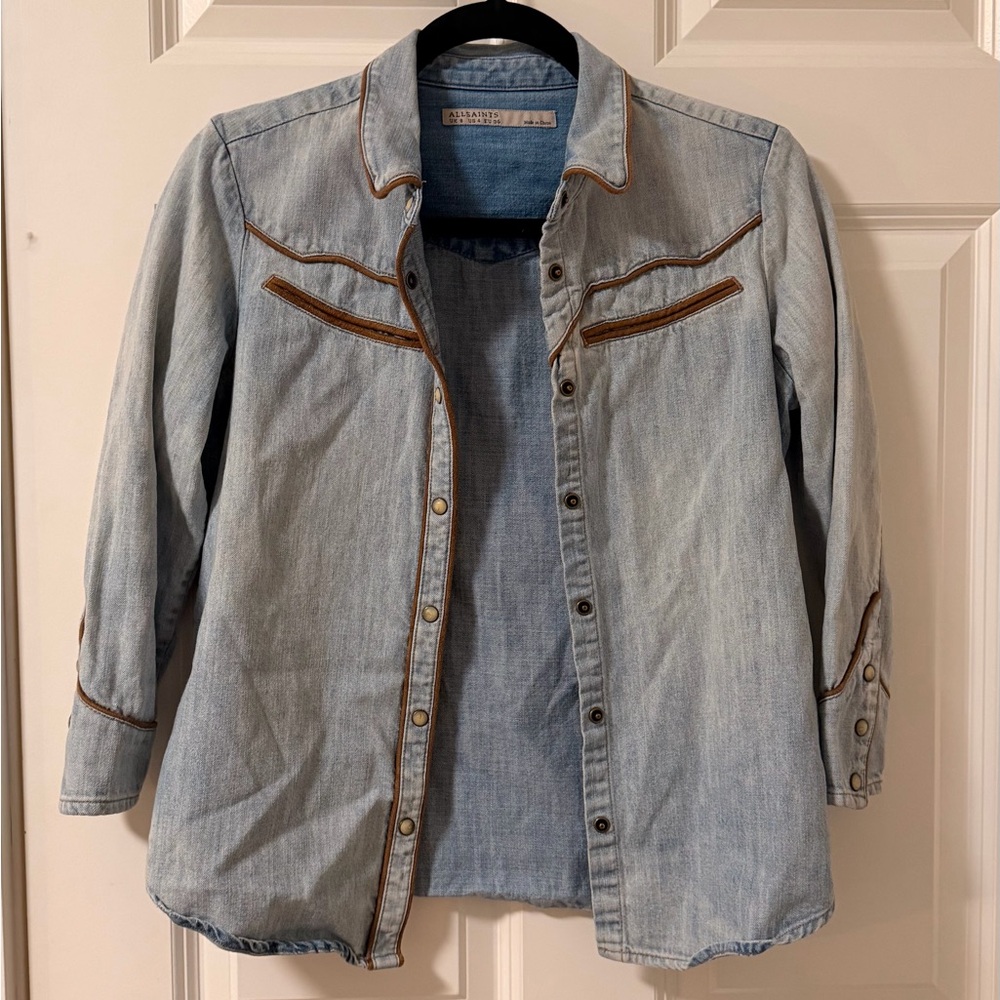 All Saints Blue Denim Shirt